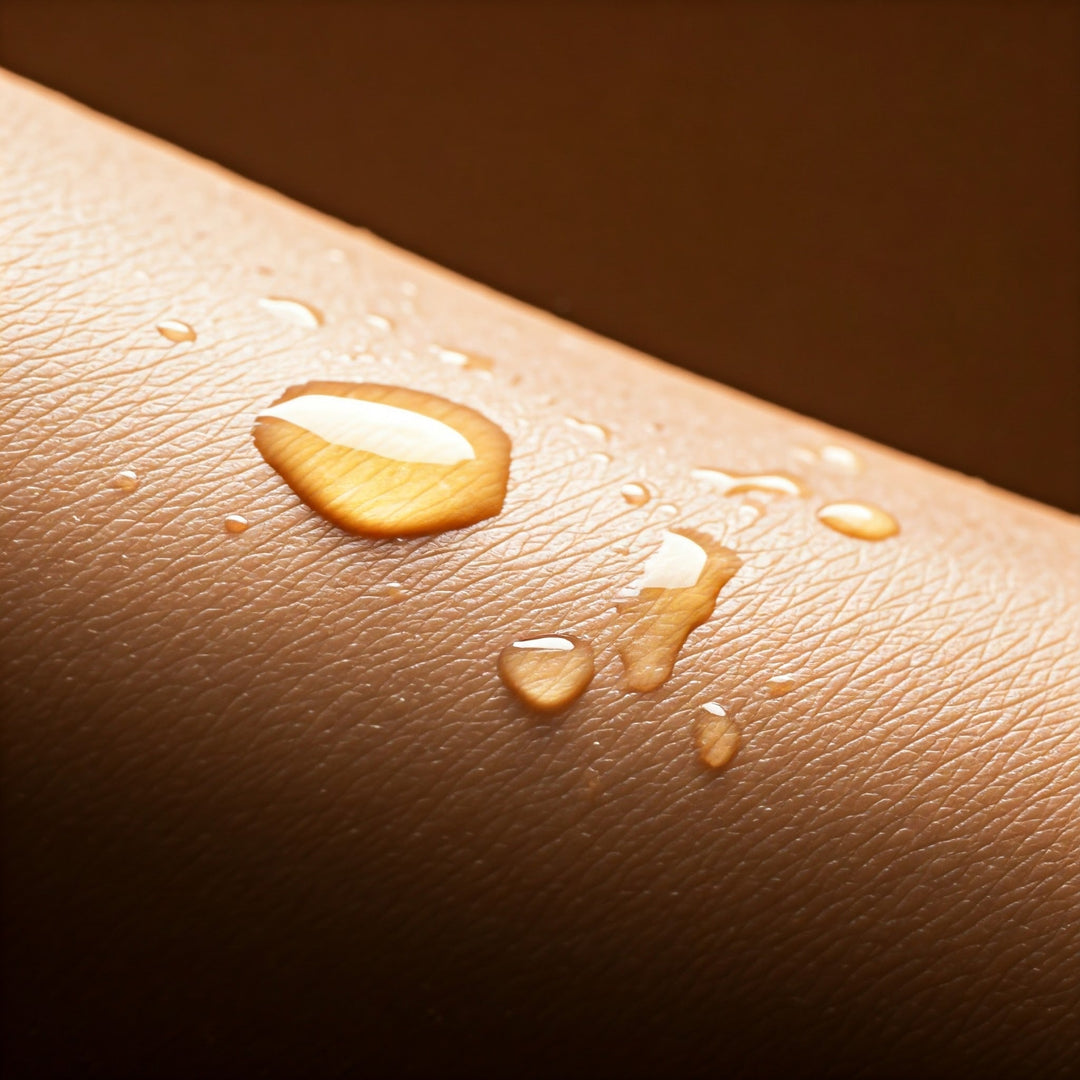 Oil drops on a woman's skin